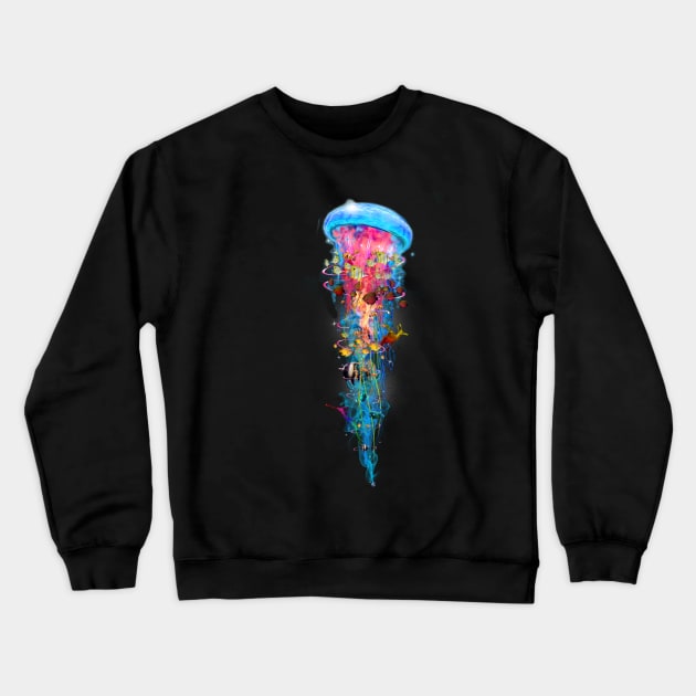 Super Electric Jellyfish World Crewneck Sweatshirt by DavidLoblaw